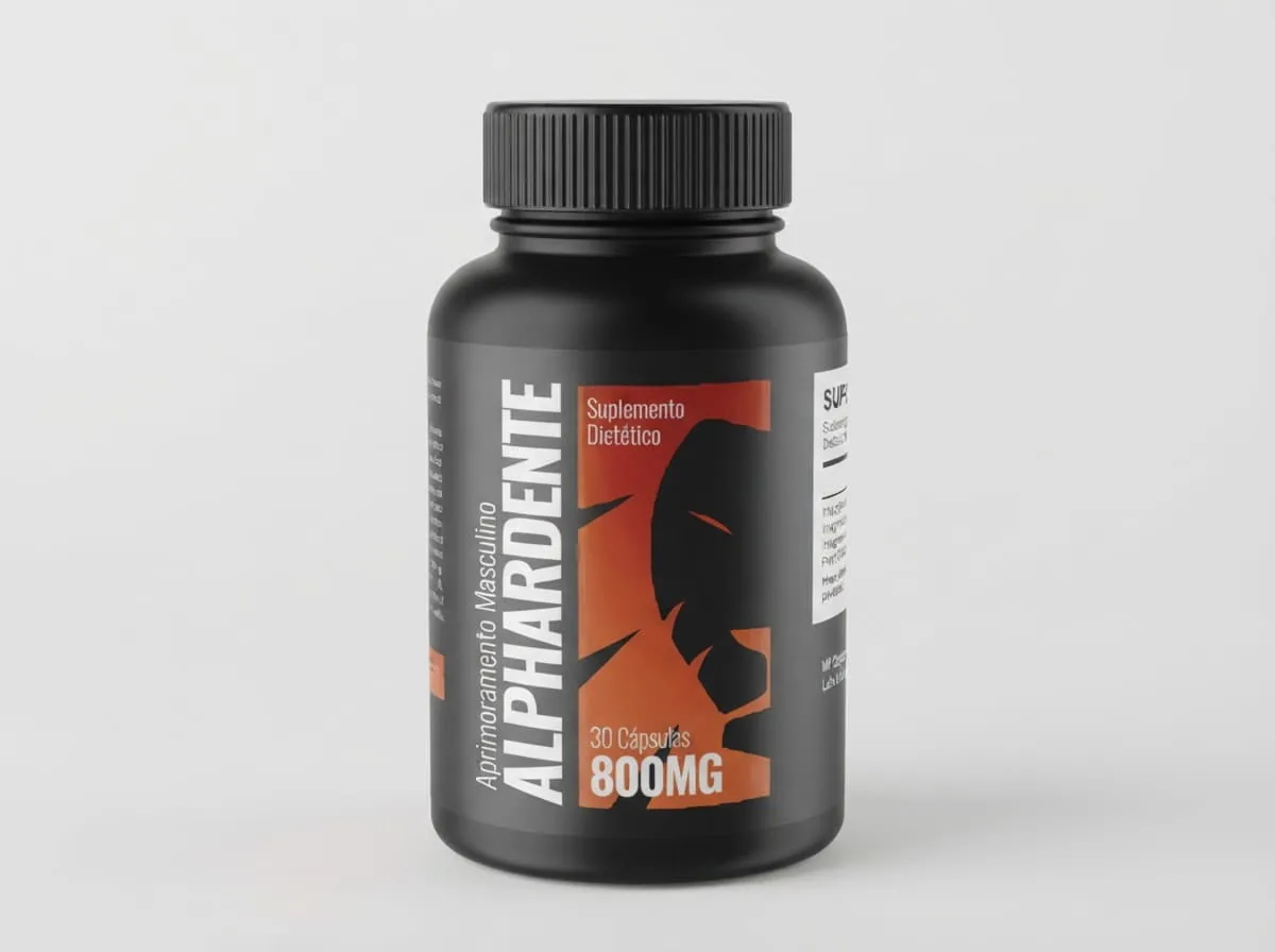 Alphardente Cápsulas, suplemento alimentar masculino em frasco de 30 cápsulas