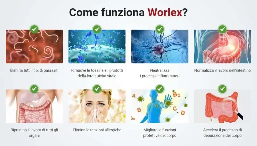 Integratore Worlex per eliminare tossine e elminti
